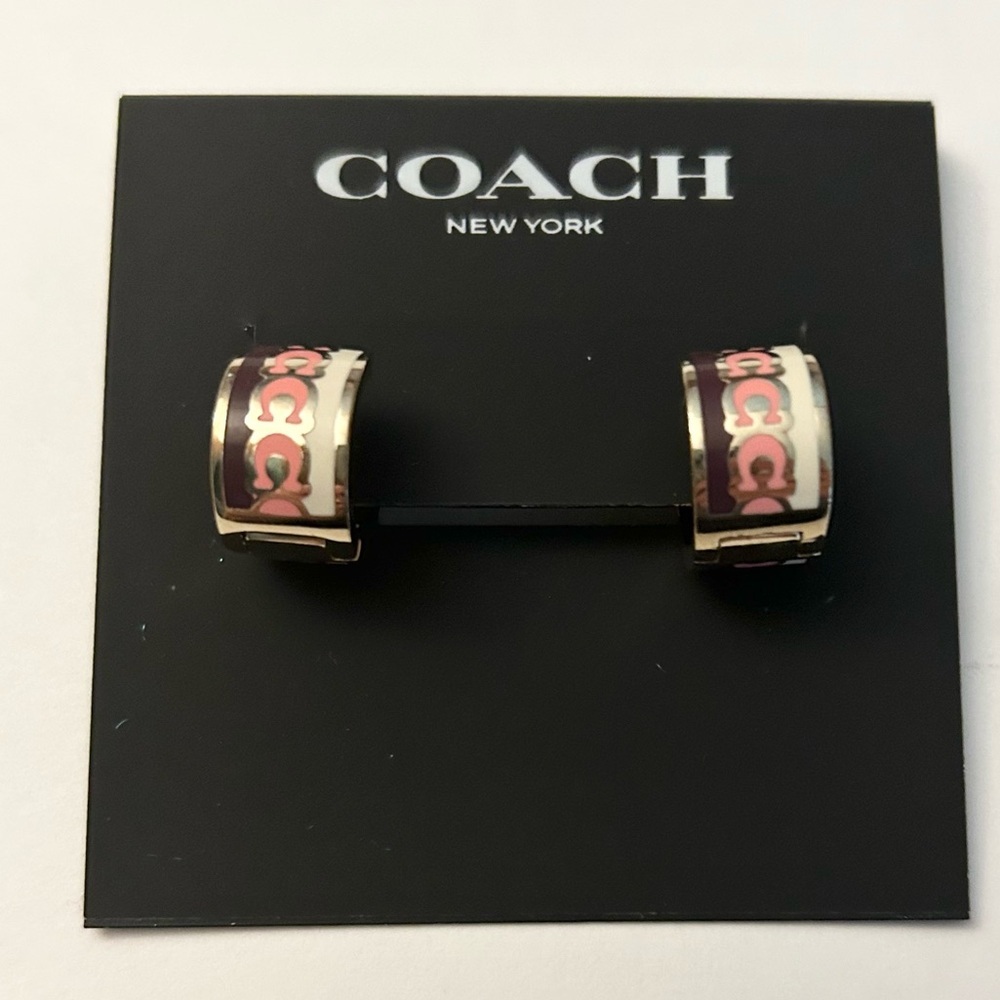 Coach Signature C Huggie Earrings NWT